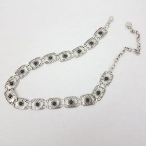 Silver and Black Metal Waist Belt